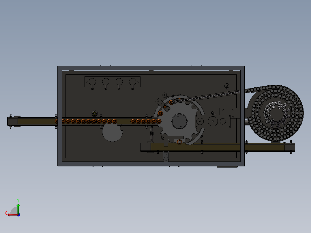 自动灌装旋盖理瓶一体机3D图纸 F485 非标自动化设备3D图纸3D模型后视图