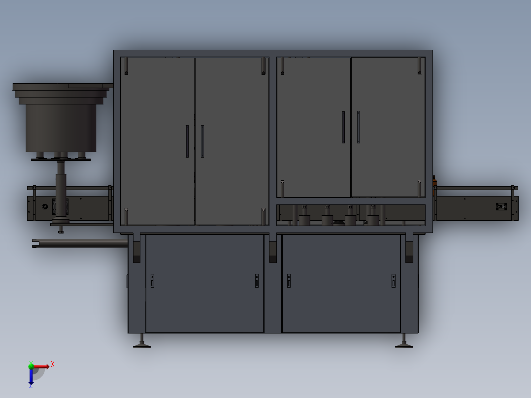 自动灌装旋盖理瓶一体机3D图纸 F485 非标自动化设备3D图纸3D模型俯视图