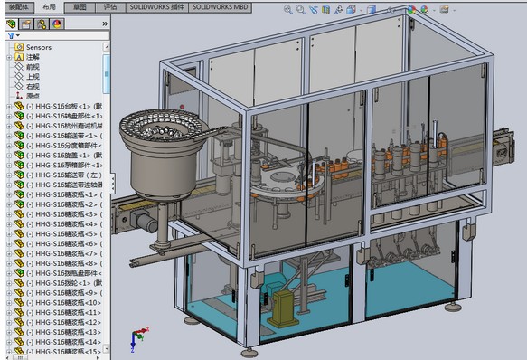 自动灌装旋盖理瓶一体机3D图纸 F485 非标自动化设备3D图纸3D模型