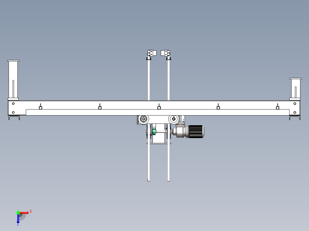 1250型支架式水洗设备3D模型俯视图