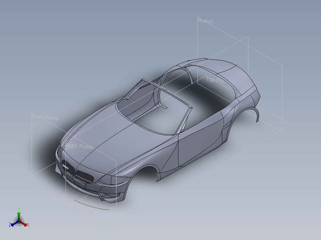 宝马Z4的车身外壳设计正等轴测图