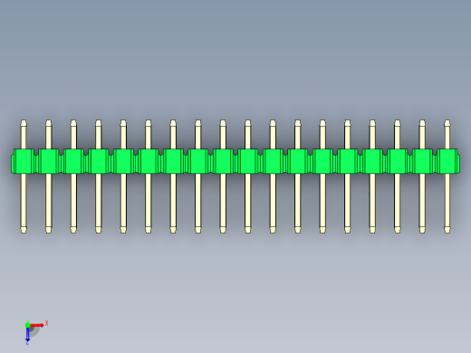 彩色公头100mil（2.54mm）系列-DS1021_green_1x18p_100mil_Type1_rev1.0俯视缩略图