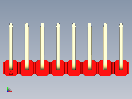 彩色公排针 100mil 2.54mm 系列-DS1022_red_08p_100mil_TypeU_rev1.0前视缩略图