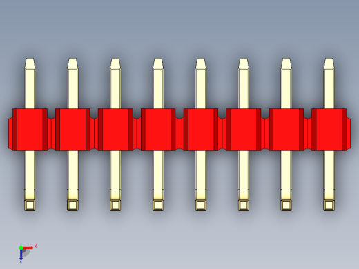 彩色公排针 100mil 2.54mm 系列-DS1022_red_08p_100mil_TypeU_rev1.0俯视缩略图