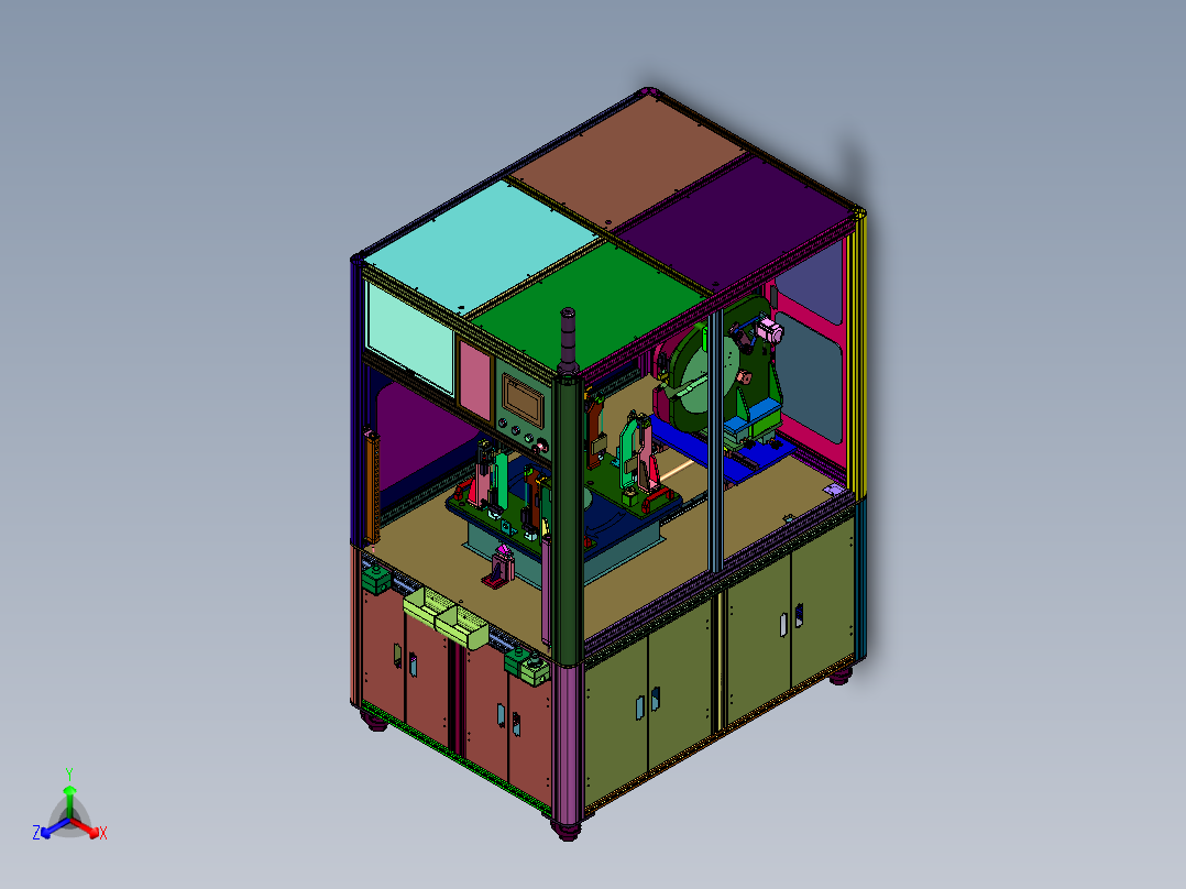 汽车线束卷转台式缠胶布机正等轴测图