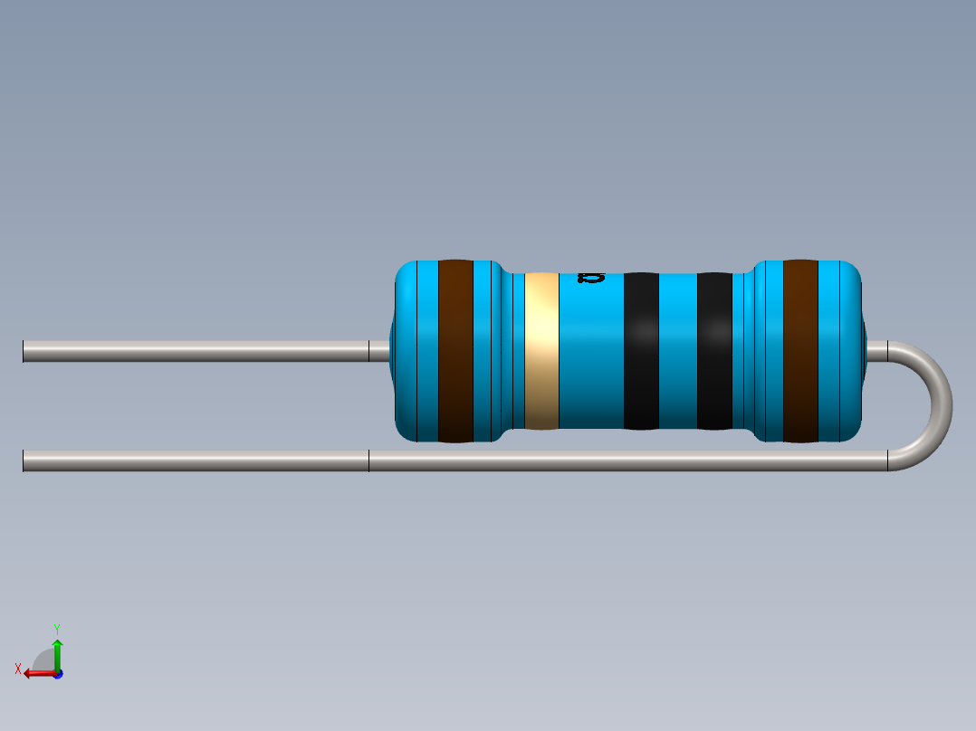 电容器 二极管 电阻器-Resistor Vertical 10 Ohm 1W后视图