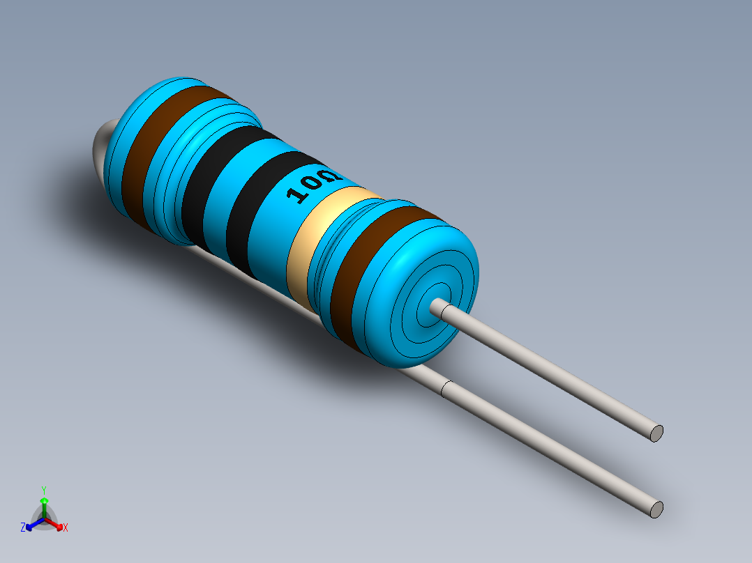 电容器 二极管 电阻器-Resistor Vertical 10 Ohm 1W正等轴测图