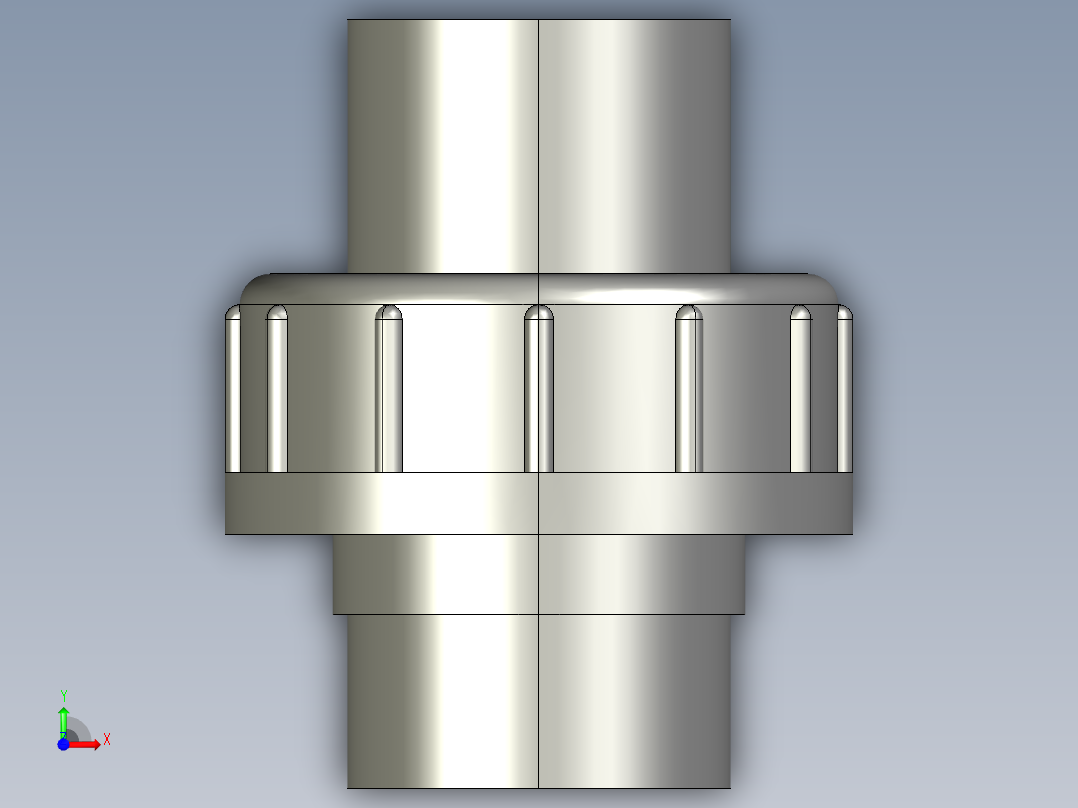 聚氯乙烯配件29-Sch80_Union T375_SxS_897-375-010_1in前视图