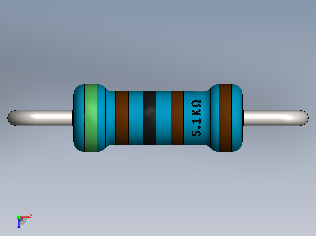 电容器 二极管 电阻器-Resistor 5.1K Ohm Blue主视图