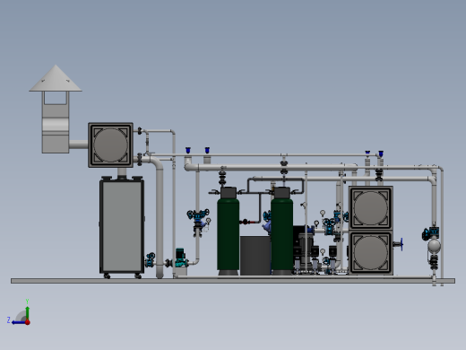 锅炉房-2.4MW燃气锅炉供暖系统sw14可编辑右视缩略图