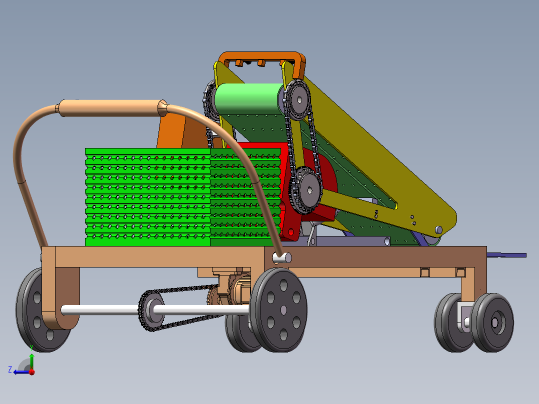 蔬菜收获机右视图