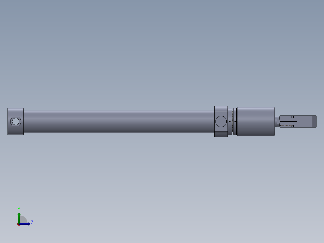 焊接型液压缸（带固定支柱） 100x60x1200 mm左视图