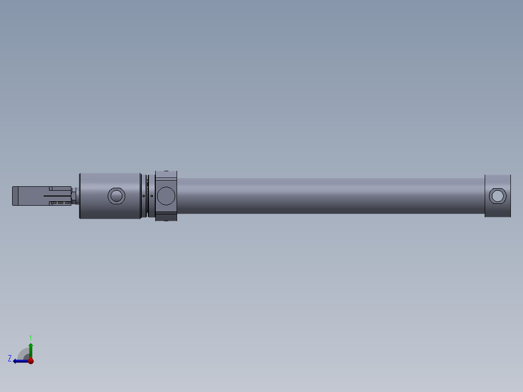 焊接型液压缸（带固定支柱） 100x60x1200 mm右视图