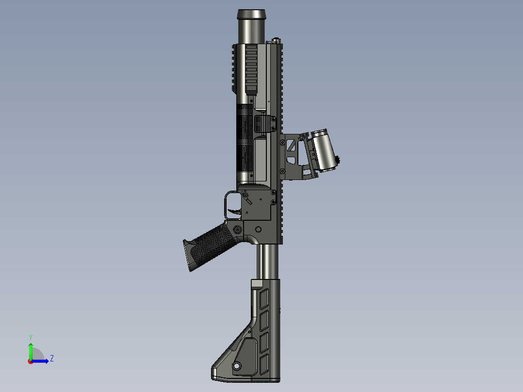 手枪左轮冲锋枪老式狙击步枪设计3D图纸grom-l-grenade-launcher-1 2 STP左视图