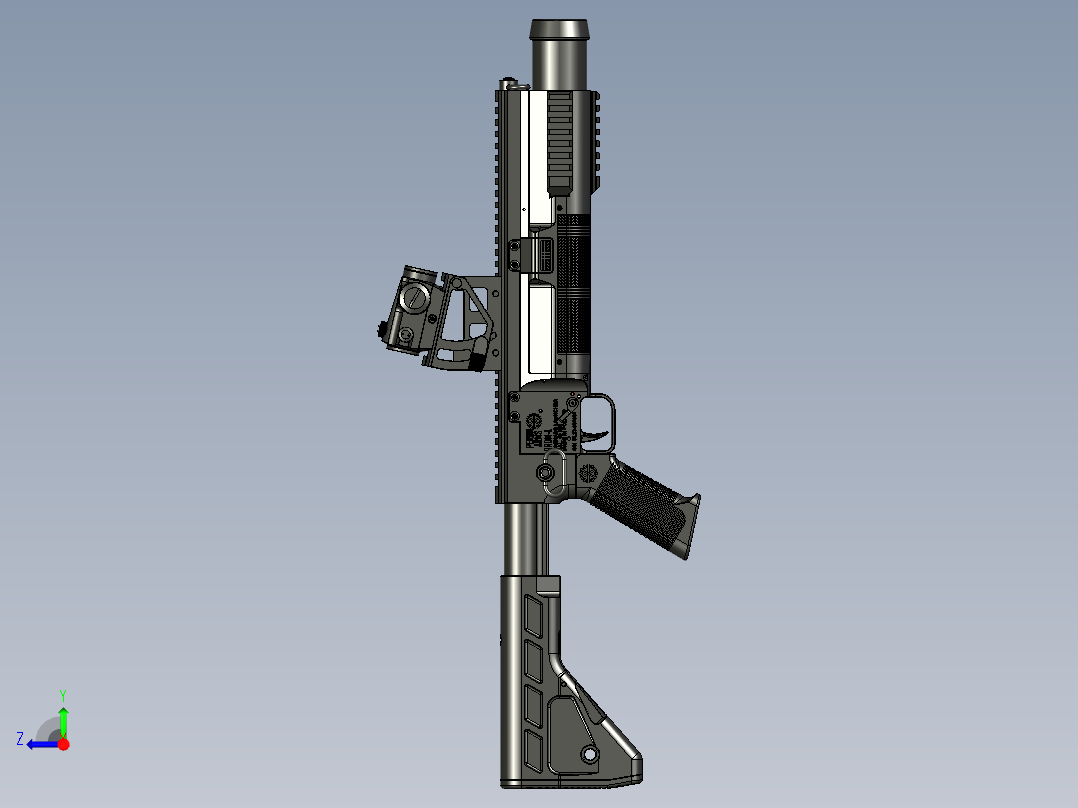手枪左轮冲锋枪老式狙击步枪设计3D图纸grom-l-grenade-launcher-1 2 STP右视图