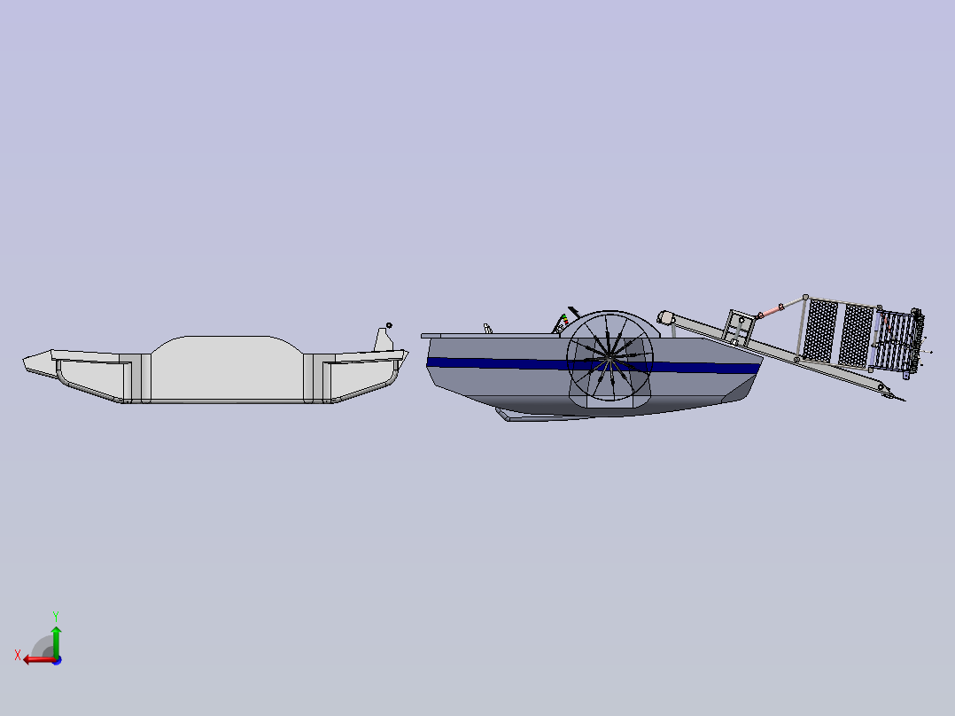 小型除草船后视图