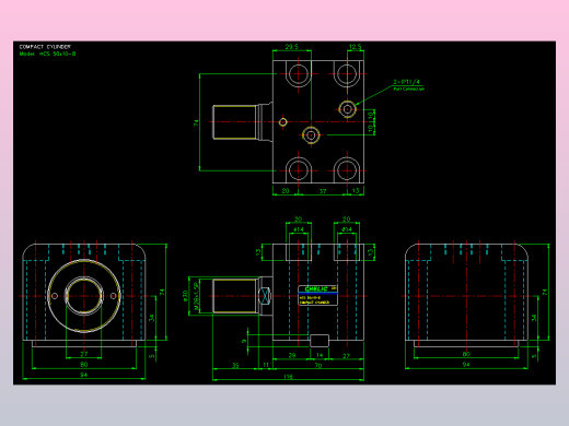 薄型气缸转角下压缸2D-HCS50x10-B