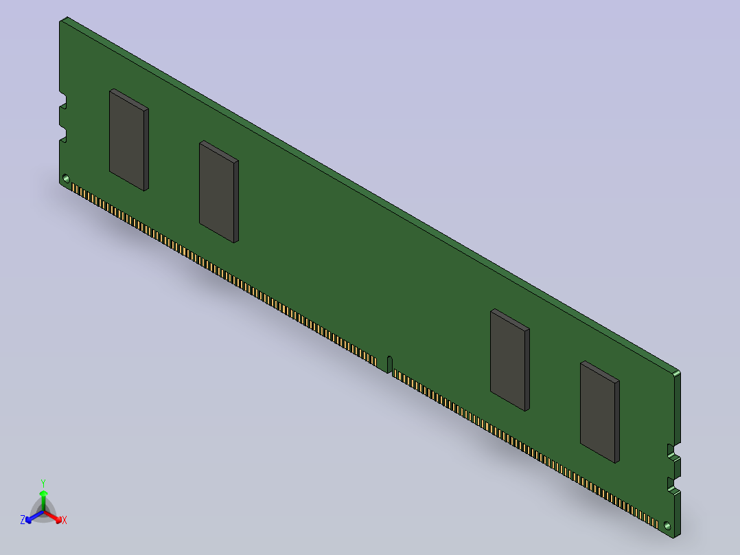 16GB DDR4 DIMM内存条（288针）（简化版）主视图