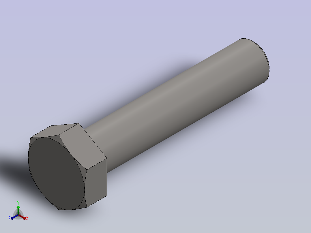 M10 X 50 MM 六角螺栓正等轴测图
