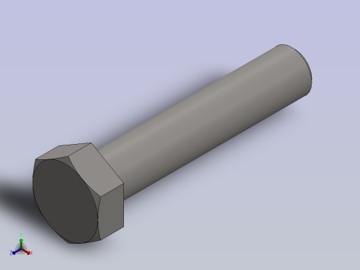 M10 X 50 MM 六角螺栓正等轴测缩略图
