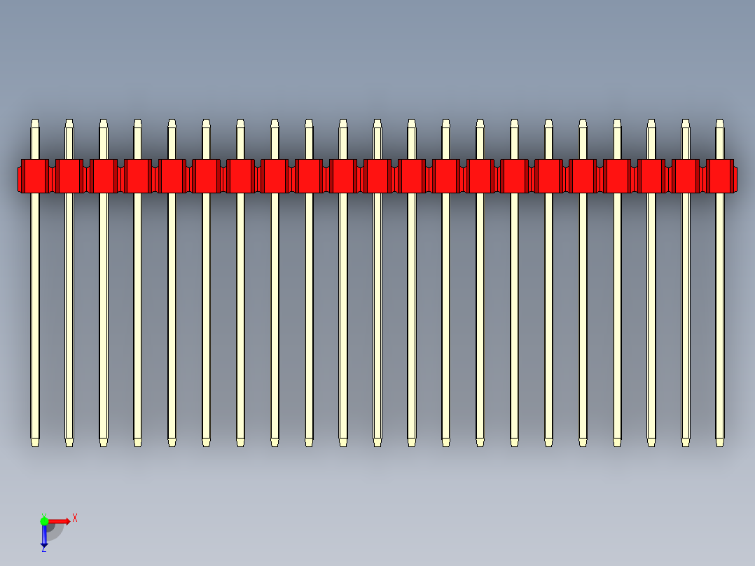 彩色公头100mil（2.54mm）系列-DS1021_red_1x21p_100mil_Type19_rev1.0俯视图