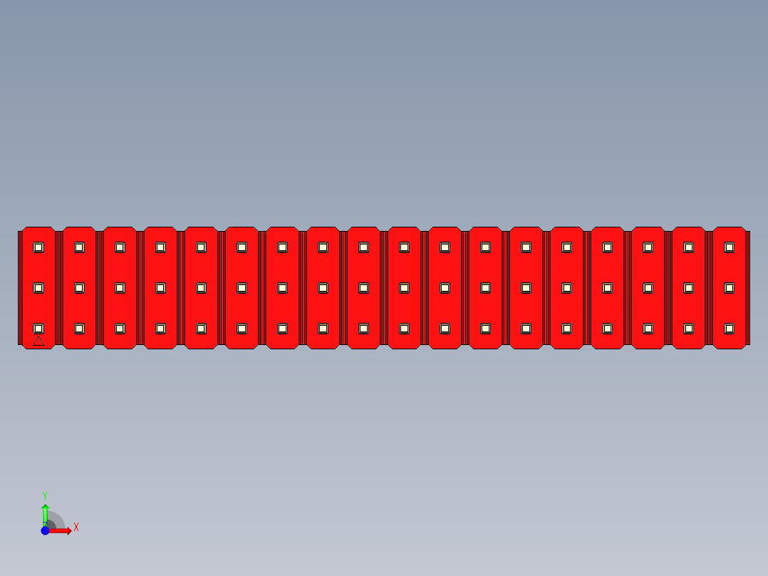 彩色公头100mil（2.54mm）系列-DS1021_red_3x18p_100mil_Type1_rev1.0前视图