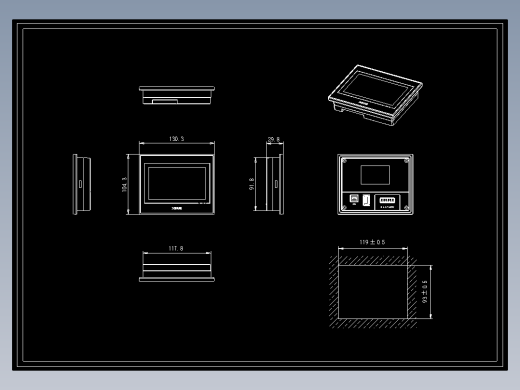 人机界面TG465G-ZT-外观尺寸图-220816