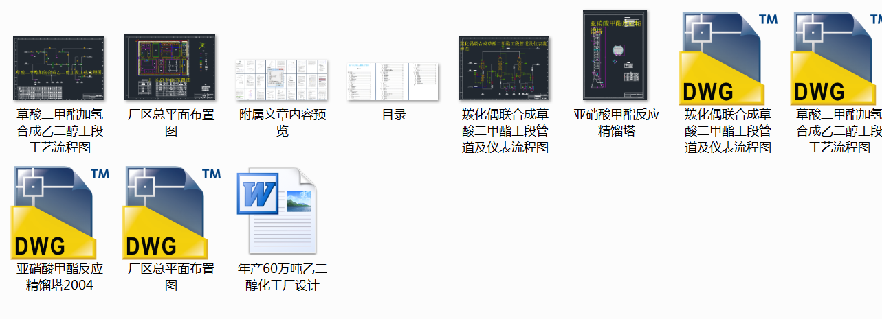 年产60万吨乙二醇化工厂设计含CAD加说明书