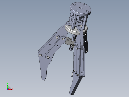Solidworks三抓机械设备爪夹持器机械爪三维模型前视缩略图
