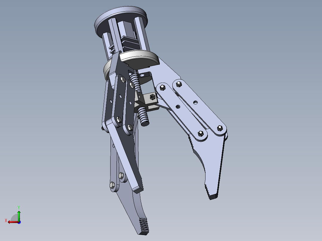 Solidworks三抓机械设备爪夹持器机械爪三维模型后视图