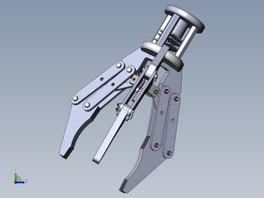 Solidworks三抓机械设备爪夹持器机械爪三维模型左视缩略图