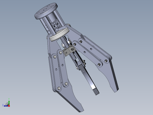 Solidworks三抓机械设备爪夹持器机械爪三维模型右视缩略图