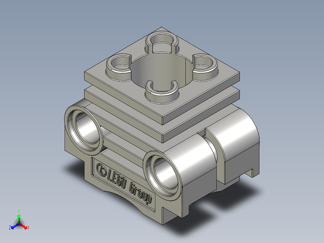 气缸电机-2850 Medium Stone Grey Technic Engine Cylinder Head主视图