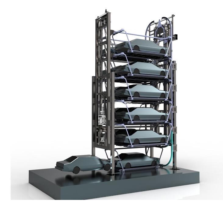 七层垂直循环类机械式停车立体车库设计(SW2014+详细CAD工程图)