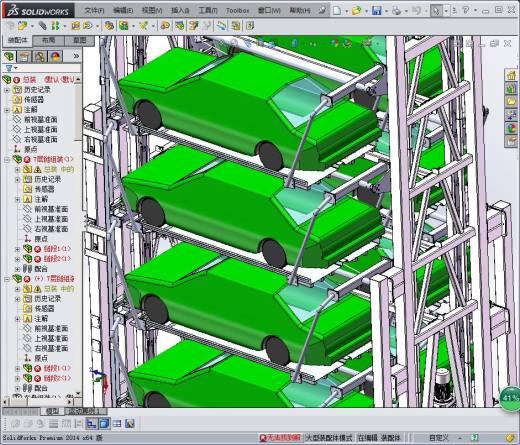 七层垂直循环类机械式停车立体车库设计(SW2014+详细CAD工程图)缩略图