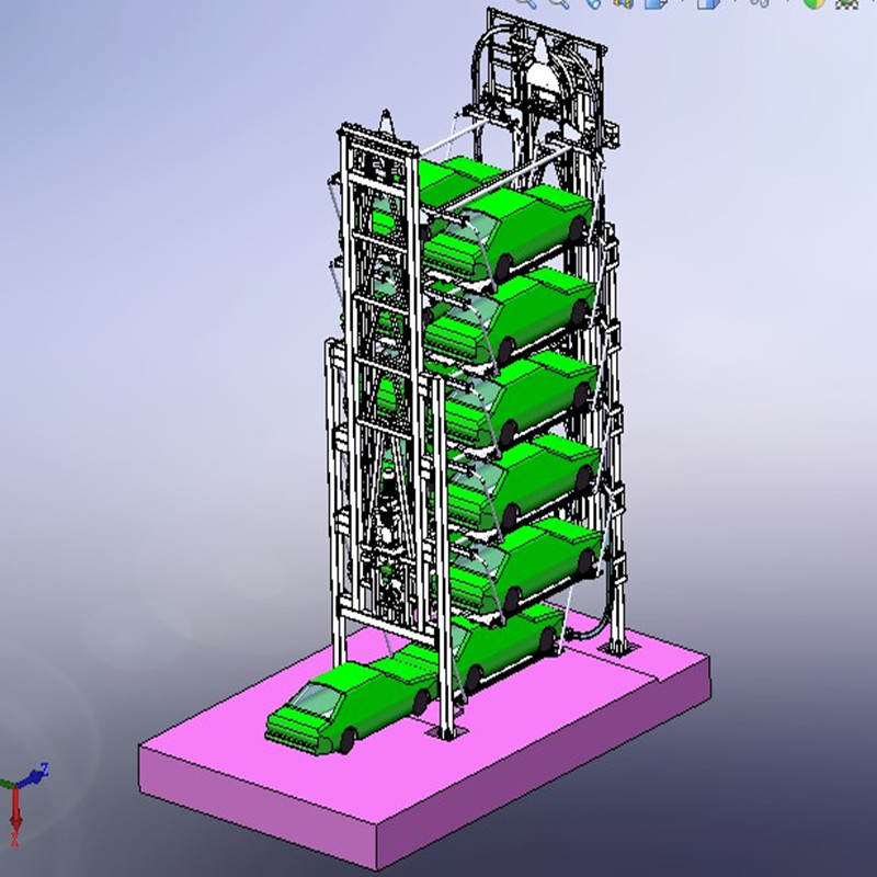 七层垂直循环类机械式停车立体车库设计(SW2014+详细CAD工程图)