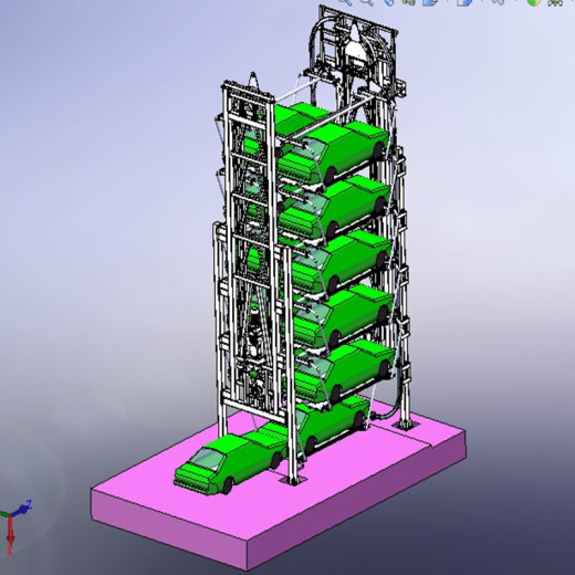 七层垂直循环类机械式停车立体车库设计(SW2014+详细CAD工程图)缩略图