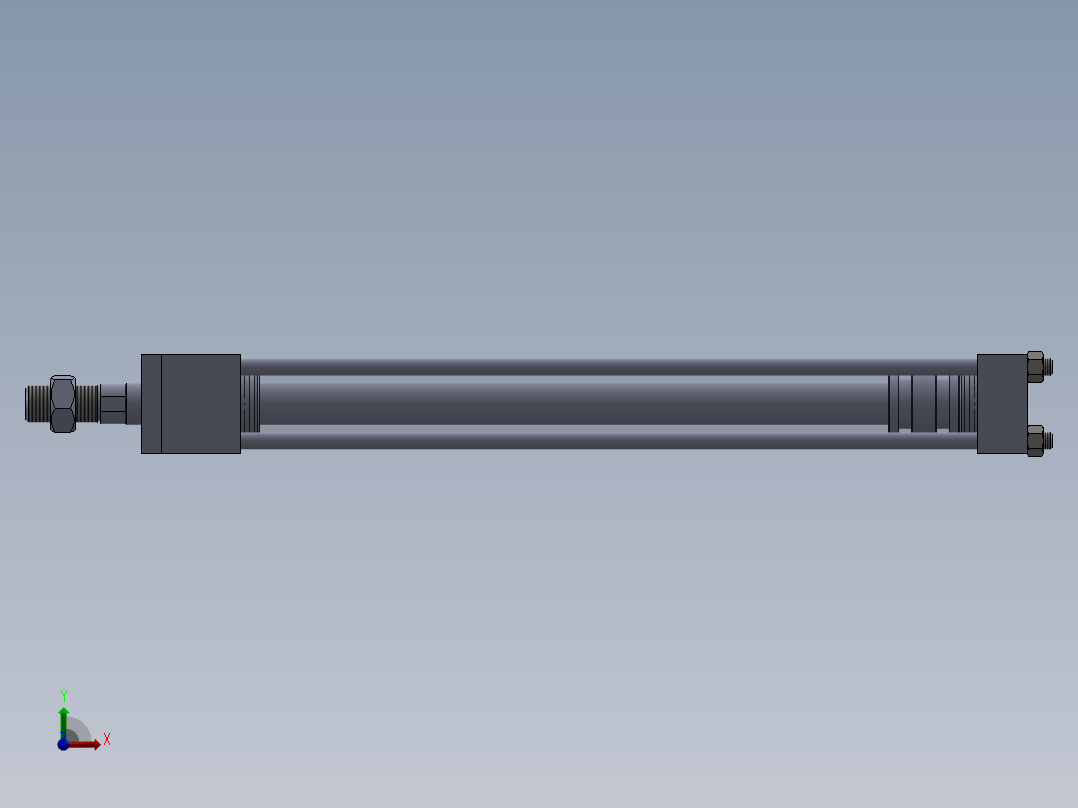 横拉杆液压缸（带前矩形法兰）40x25x380 mm前视图