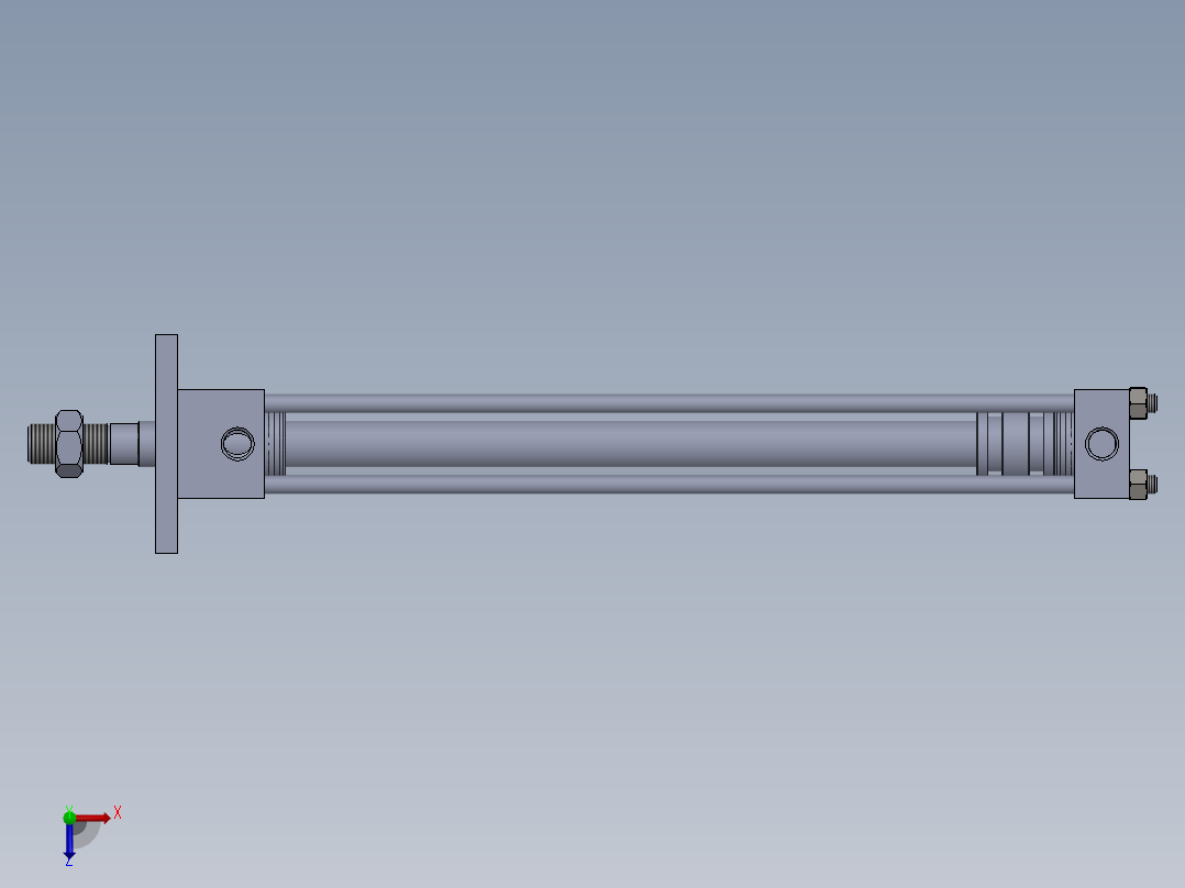 横拉杆液压缸（带前矩形法兰）40x25x380 mm俯视图