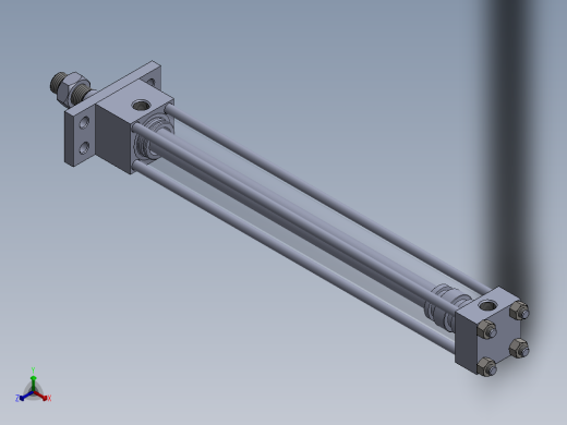 横拉杆液压缸（带前矩形法兰）40x25x380 mm正等轴测缩略图