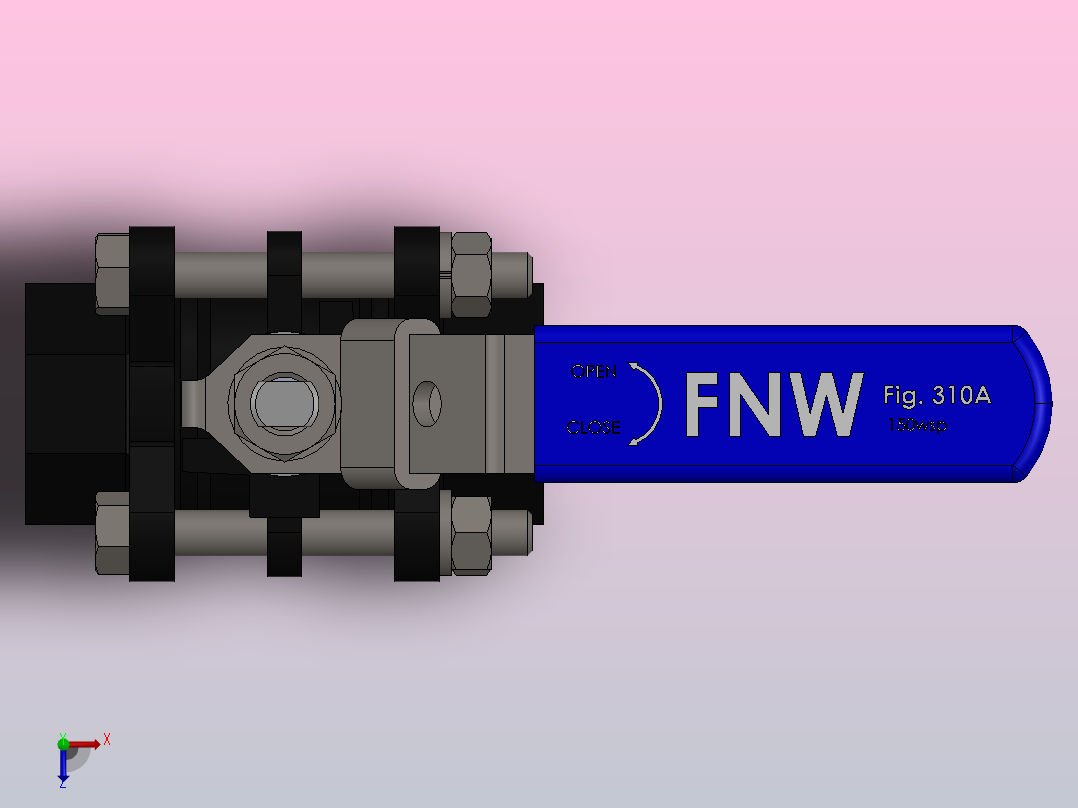 FNW-FNW311ASWG三片式内螺纹球阀俯视图