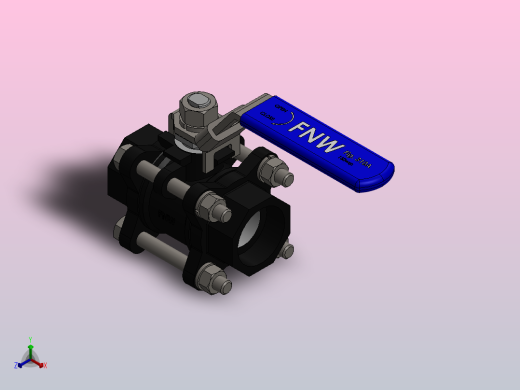 FNW-FNW311ASWG三片式内螺纹球阀正等轴测缩略图