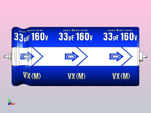 铝制轴向电解电容器。VX系列33uf 160v伏。13x28mm。间距31至38毫米。电解镍镉电池前视缩略图