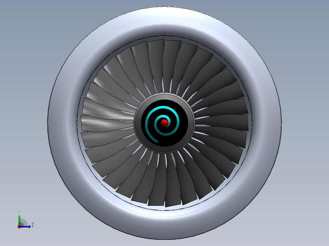 solidworks中的喷气发动机设计左视图