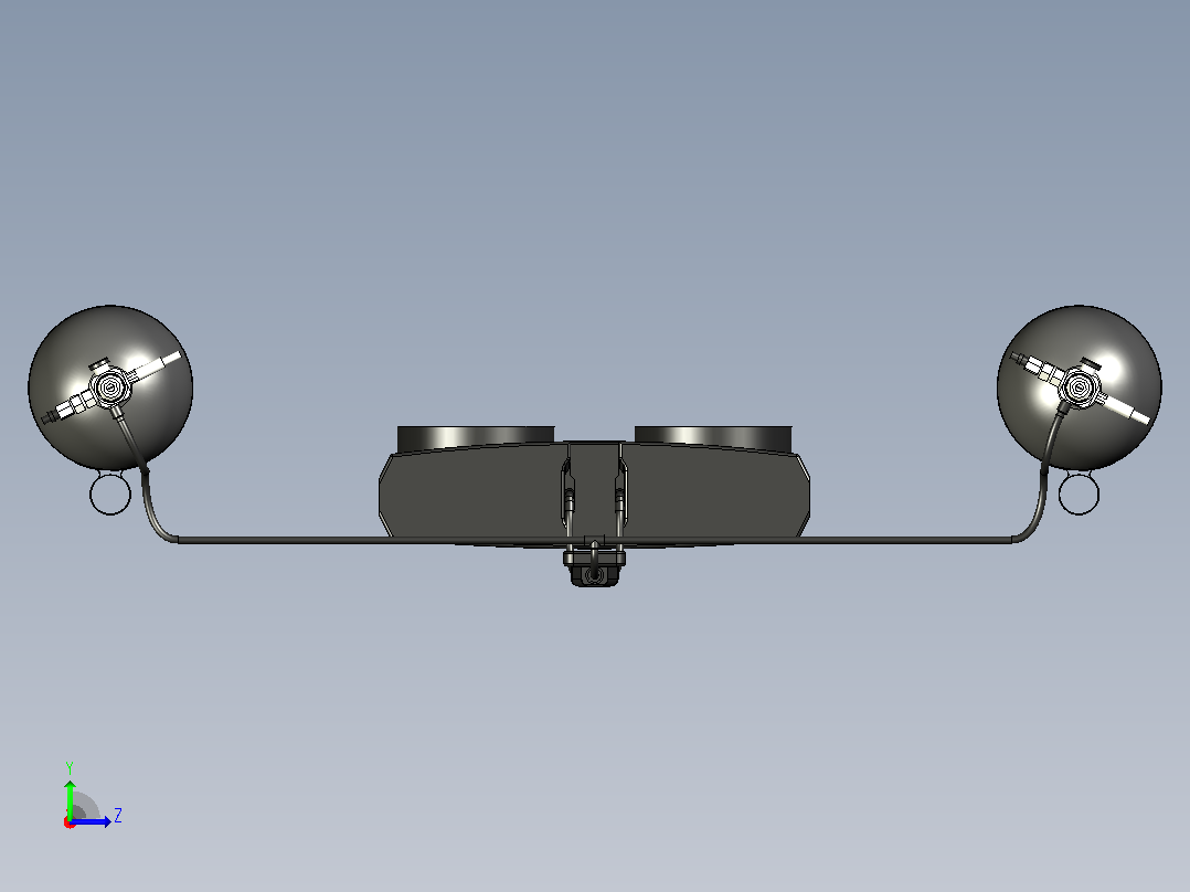 带氢动力电池的 VTOL 无人机左视图
