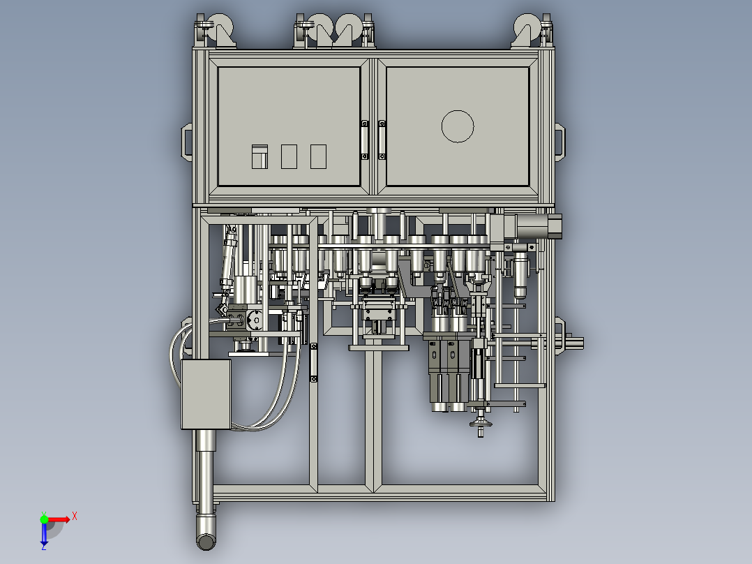 双工位自动活塞组装机俯视图