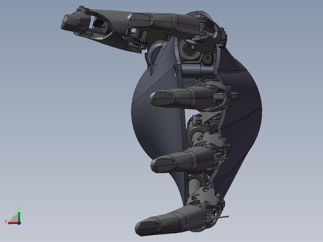 仿生机械手机器人手臂手掌3D图纸 非标机械自动化3D三维图纸后视图