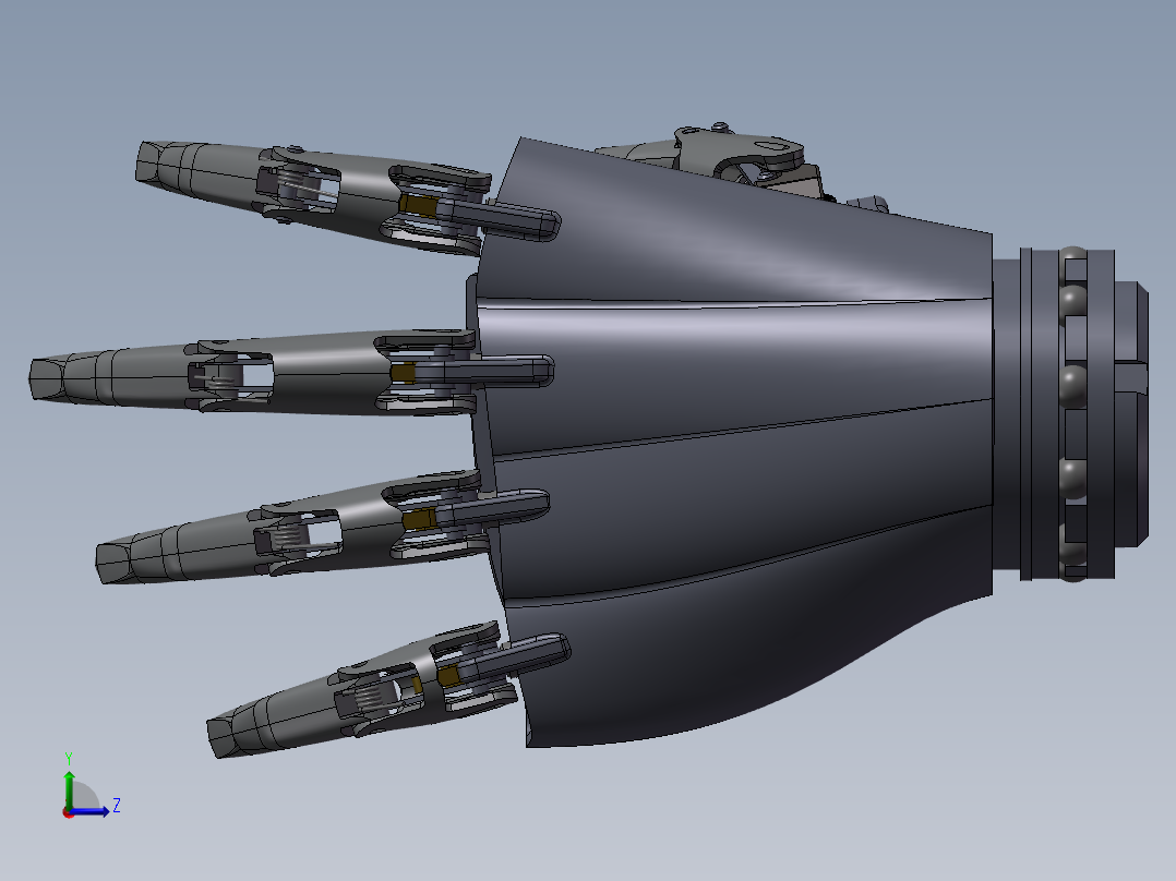 仿生机械手机器人手臂手掌3D图纸 非标机械自动化3D三维图纸左视图