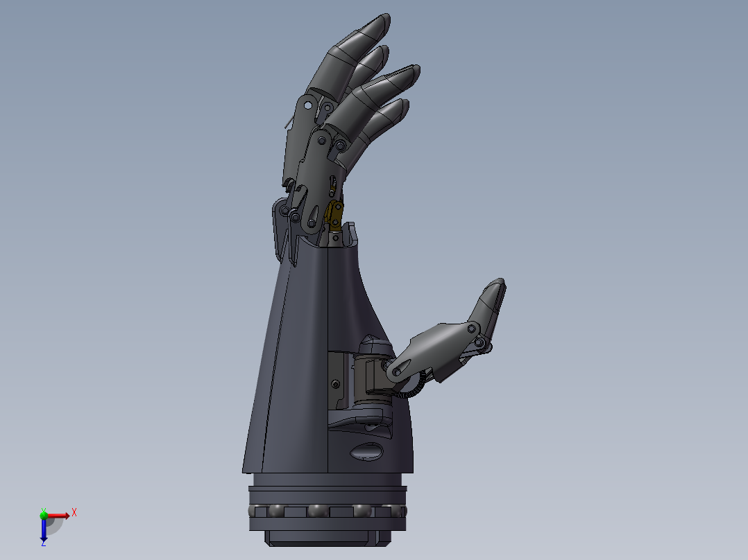 仿生机械手机器人手臂手掌3D图纸 非标机械自动化3D三维图纸俯视图