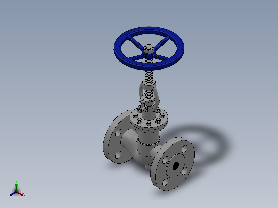法兰截止阀-304 DN15-DN300正等轴测图